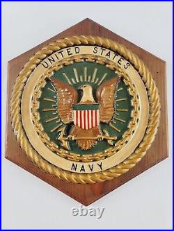 United States Navy Round Cast Iron Wall Hanging 10 Military Collectible