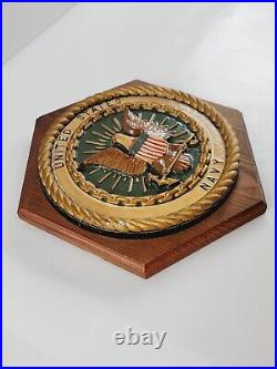 United States Navy Round Cast Iron Wall Hanging 10 Military Collectible