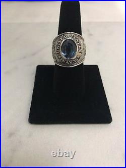 United States Navy Sterling Silver Topaz Ring Size 8 #1886/P/P9