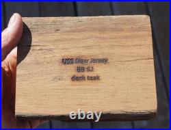 Us Navy Artifact Wwii Teak Relic From Deck Of Ww2 Battleship Uss New Jersey Bb62 Us Navy Artifact Wwii Teak Relic From Deck Of Ww2 Battleship Uss New Jersey Bb62