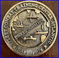 Us Navy Dam Neck Fleet Combat Training Center Atlantic Va Brass Wood Wall Plaque