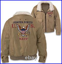 Us Navy Semper Fortis Men's Twill Bomber Jacket 2XL