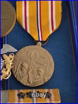 Us Navy Sterling Silver -dated Box Medals -v5 Badge -ribbons Worn- Estate Find