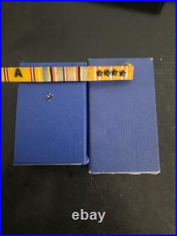 Us Navy Sterling Silver -dated Box Medals -v5 Badge -ribbons Worn- Estate Find