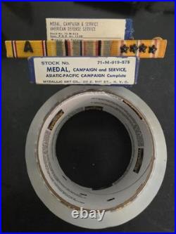 Us Navy Sterling Silver -dated Box Medals -v5 Badge -ribbons Worn- Estate Find