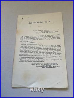 Us Navy Uss Hartford Four Orders Desertion, Quarters, New Command Squadron Routi