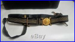 Us Navy Wwi Lieutenant Case W Beaver Fur Bicorn Hat & Epaulets & Sword Belt
