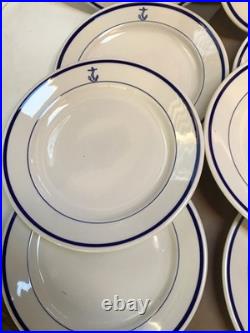 Us navy fouled anchor china Set 8 Dinner Plates Homer Laughlin 9.5 1960s