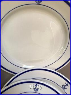 Us navy fouled anchor china Set 8 Dinner Plates Homer Laughlin 9.5 1960s