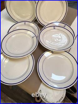 Us navy fouled anchor china Set 8 Dinner Plates Homer Laughlin 9.5 1960s