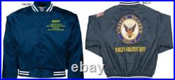 Uss Abraham Lincoln Ssbn-602embroidered Satin Jacket Officially Licensed