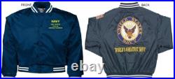 Uss America Cva/cv-66carrierembroidered Satin Jacket Officially Licensed
