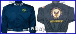 Uss Antietam Cv/cva-36 Carrembroidered Satin Jacket Officially Licensed