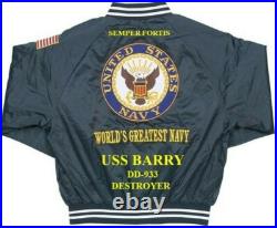 Uss Barry Dd-933 Destroyer Navy Embroidered Satin Jacket(back Only)