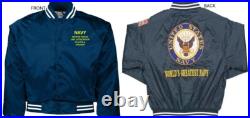 Uss Canberra Cag-2 Cruiserembroidered Satin Jacket Officially Licensed