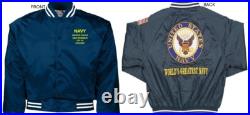 Uss Columbus Cg-12cruiserembroidered Satin Jacket Officially Licensed
