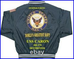 Uss Elliot Dd-967 Destroyer Navy Embroidered Satin Jacket(back Only)