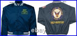 Uss Essex Lhd-2 Amphibiousembroidered Satin Jacket Officially Licensed