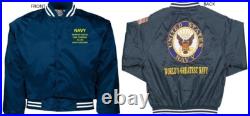 Uss Flint Cl-97 Cruiserembroidered Satin Jacket Officially Licensed