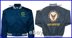 Uss Flint Cl-97 Cruiserembroidered Satin Jacket Officially Licensed