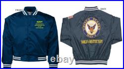 Uss Flint Cl-97 Cruiserembroidered Satin Jacket Officially Licensed