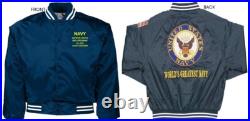 Uss Flint Cl-97 Cruiserembroidered Satin Jacket Officially Licensed