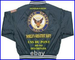 Uss Forrest Sherman Dd-931 Destroyer Navy Embroidered Satin Jacket(back Only)