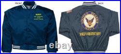 Uss Forrestal Cv-59carrierembroidered Satin Jacket Officially Licensed