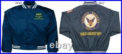 Uss Forrestal Cv-59carrierembroidered Satin Jacket Officially Licensed