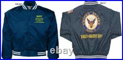 Uss Fremont Apa/lpa-44attackembroidered Satin Jacket Officially Licensed