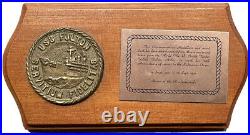 Uss Fulton As-11 Wwii U. S. Navy Submarine Tender Salvage Brass Wood Wall Plaque