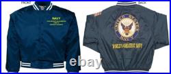Uss George Washington Cvn-73carrembroidered Satin Jacket Officially Licensed