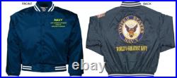 Uss George Washington Cvn-73carrembroidered Satin Jacket Officially Licensed