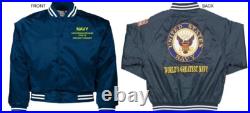 Uss George Washington Cvn-73carrembroidered Satin Jacket Officially Licensed