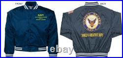Uss George Washington Cvn-73carrembroidered Satin Jacket Officially Licensed