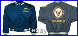 Uss George Washington Cvn-73carrembroidered Satin Jacket Officially Licensed