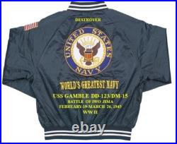 Uss Halloran De-305battle Iwo Jima 1945 Embroidered Satin Jacket/back Only