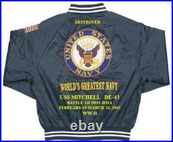 Uss Halloran De-305battle Iwo Jima 1945 Embroidered Satin Jacket/back Only