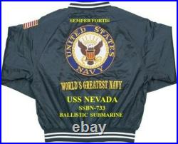 Uss Henry M. Jackson Ssbn-730 Submarine Navy Embroidered Satin Jacket(back Only)