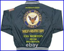 Uss Hull Dd-945 Destroyer Navy Embroidered Satin Jacket(back Only)