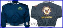 Uss Independence Cv-62carrierembroidered Satin Jacket Officially Licensed