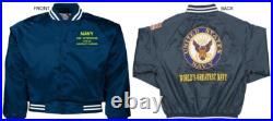 Uss Independence Cv-62carrierembroidered Satin Jacket Officially Licensed