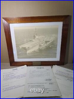 Uss Independence Photo Framed + Paperwork. Navy Aircraft Carrier. Plank Owner