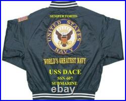 Uss Jack Ssn-605 Submarine Embroidered Satin Jacket (back Only)