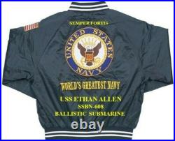 Uss Jack Ssn-605 Submarine Embroidered Satin Jacket (back Only)