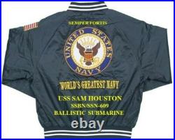 Uss Jack Ssn-605 Submarine Embroidered Satin Jacket (back Only)