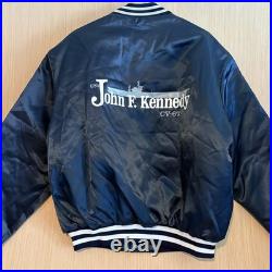 Uss John F. Kennedy Cv-67 Carrier Navy Blue Satin Bomber Jacket Swingster XL