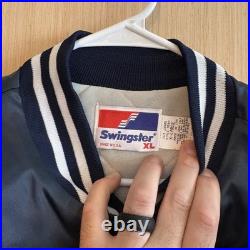 Uss John F. Kennedy Cv-67 Carrier Navy Blue Satin Bomber Jacket Swingster XL