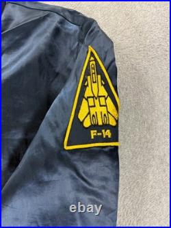 Uss John F. Kennedy Cv-67 Carrier Navy Blue Satin Bomber Jacket Swingster XL