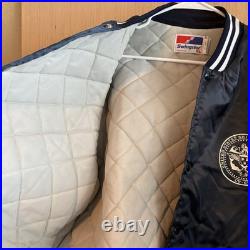 Uss John F. Kennedy Cv-67 Carrier Navy Blue Satin Bomber Jacket Swingster XL